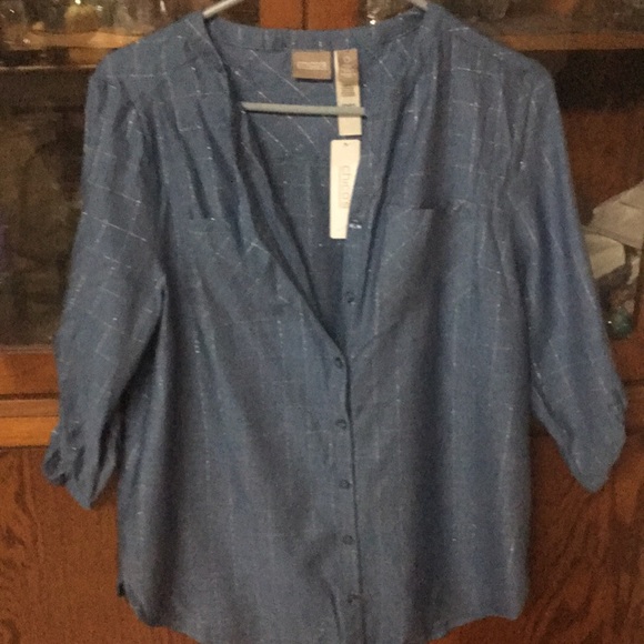 Blue button down blouse - Picture 2 of 5